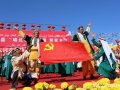 Çin Sincan Uygur Özerk Bölgesinde yapılan bir tören