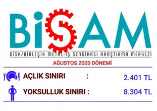 açlık sınırı 2.401 TL yoksulluk sınırı 8.304 TL 
