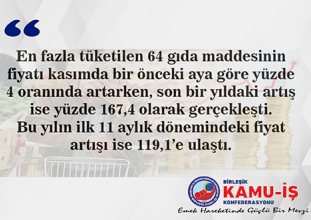 Gıda fiyatları kasımda yüzde 4 arttı
